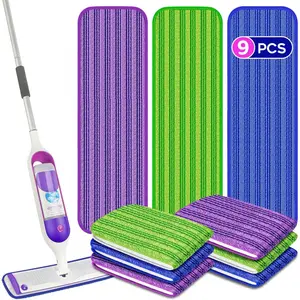 9 Mop Pads for Swiffer PowerMop: Papclean Reusable Wet Pads Refills Microfiber Washable Mopping Cloths for Multi-Surface Hardwood Floor Cleaning