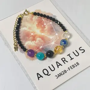 Aquarius Crystal Bracelet - Handcrafted Natural Crystal 12 Constellation Bracelet - Crystal Shore