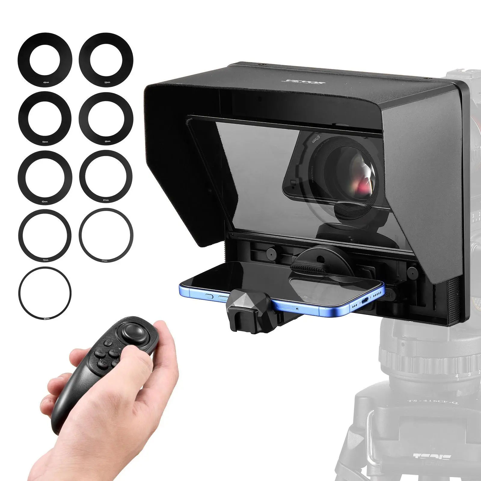 【Summerfinds】VEVOR Teleprompter, 10" Aluminum Alloy, Desktop Prompter with Adjustable Spectroscope, Remote Control, for YouTube, Twitch, Zoom, Supports DSLR/Webcam/Smartphone, for Video Recording/Live Streaming