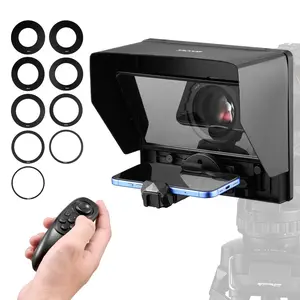 VEVOR Teleprompter, 10" Aluminum Alloy, Desktop Prompter with Adjustable Spectroscope, Remote Control, for YouTube, Twitch, Zoom, Supports DSLR/Webcam/Smartphone, for Video Recording/Live Streaming