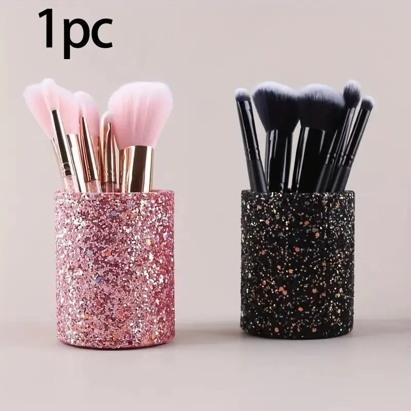 1pc Makeup brush storage tube Desktop dresser makeup and nail shop Dustproof makeup brush flash drill nail brush eyebrow brush storage tube, desktop dresser decoration bucket, writing and painting storage tube, Makeup Tool Organizer, Cosmetic Storage