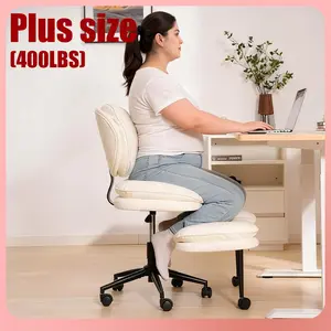 【Plus Size】HOMRELEXA Oversized Ergonomic Cross Legged Swivel Chair, Adjustable Height and PU Leather, corduroy materials, Meditation Chair with Back Support, Kneeling chair, meditation chair Home and Office Sit Stand Desk Computer Desk
