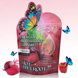 Butterfly Tear Spicy Beetroot Gummies – 14-in-1 Blend Supplement, Raspberry Flavor, 60 Gummies. Supports Blood Flow, Blood Sugar Balance, Nitric Oxide Production, and Energy Boost. Sugar-Free, Non-GMO, and Gluten-Free