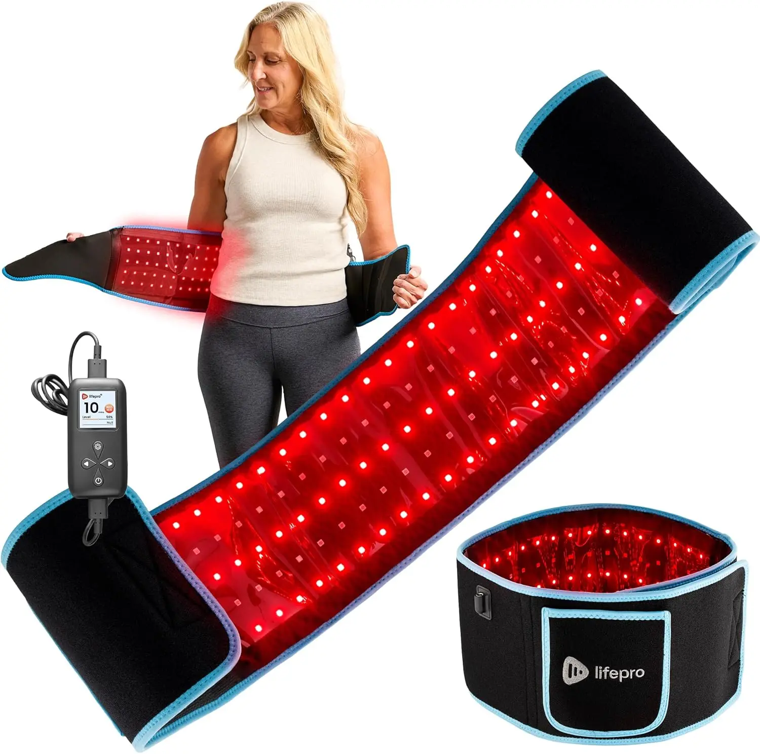 LifePro AllevaRed HSA/FSA Eligible Red Light Therapy Belt | 660nm + 850nm NIR LED Wrap with Remote