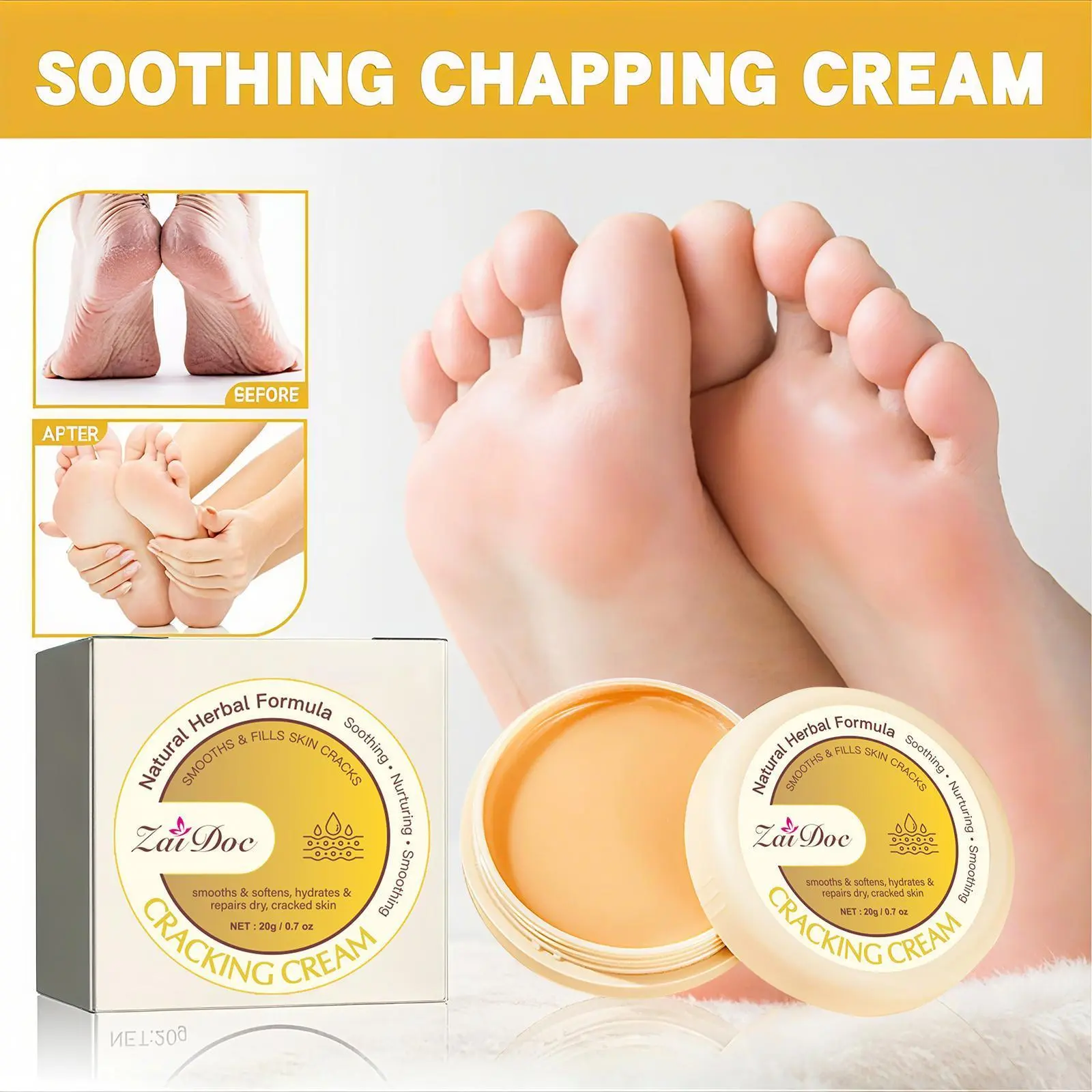 Cracking Ointment - Natural Herbal Formula for Smooth Soften Hydrate & Repair Dry Cracked Skin Soothing & Nourishing Cream