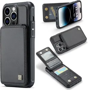 OREKROY Retro PU Leather Wallet Phone Case for iPhone 17 16 15 14 13 12 Pro Max 17 Air with RFID Blocking Card Holder Magnetic Back Shockproof Flip Cover Stand Function Full Protection Anti-Scratch Design - Protective