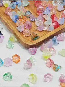 50pcs Glass Beads 7x12mm Bell Flower Loose Beads Windflower Bud Bells DIY Jewelry Hairpin Craft Material, Handmade Supplies, Beads Charms Accessories