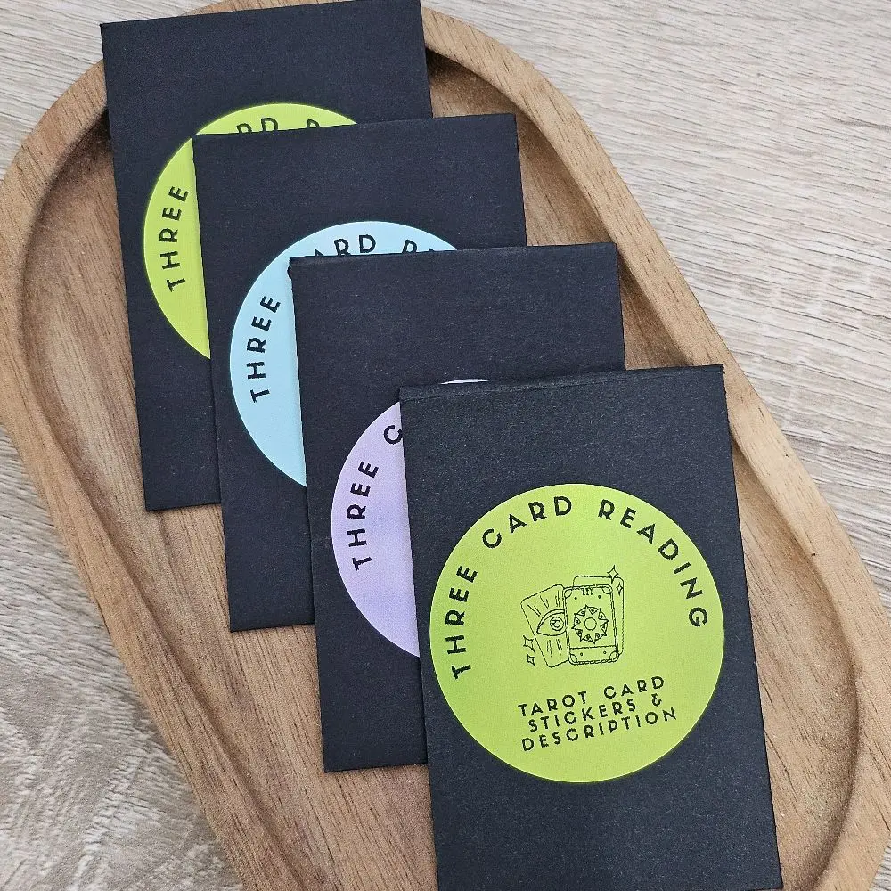 Three Card Tarot Reading with Holographic Stickers and Description Included