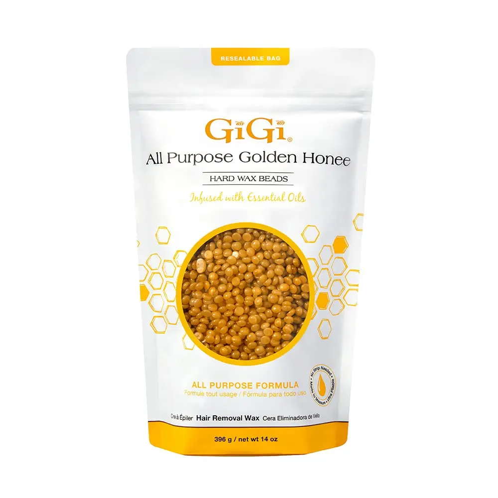 GIGI AND MAX Golden Honee Hard Wax Beads, 14 oz Universal Solid Wax Beans for Strip-Free Hair Removal and Body Care, At Home Waxing, Hard Wax Microbeads