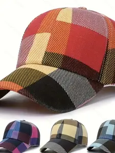 Unisex Plaid Baseball Cap, Suitable for All Seasons, Casual Versatile Trendy Snapback Hat, Perfect for Men and Women