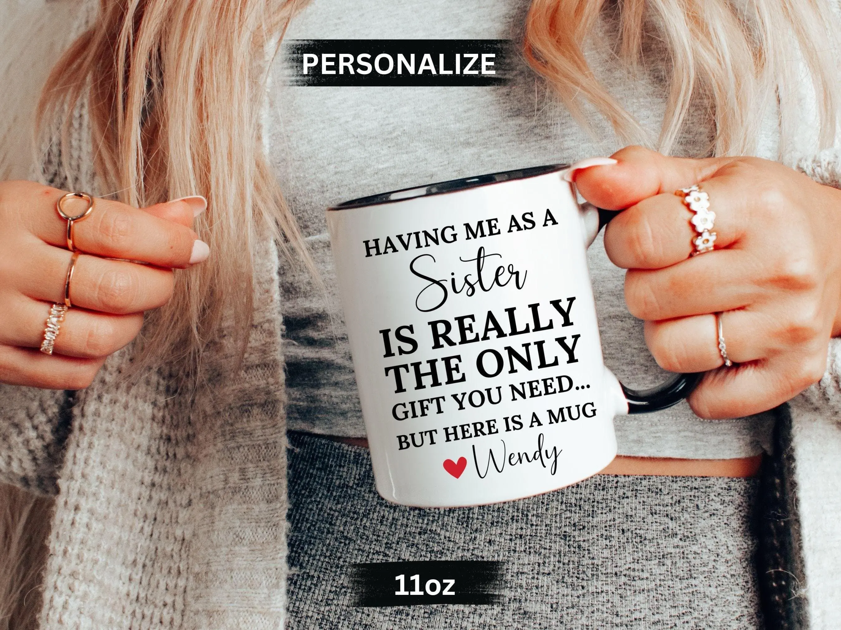 Funny Sister Mug, Personalize Sister Coffee Mug, Sarcastic Gift from Sister, Gift for Sister or Brother, Funny Sibling Gift for Coffee Lover
