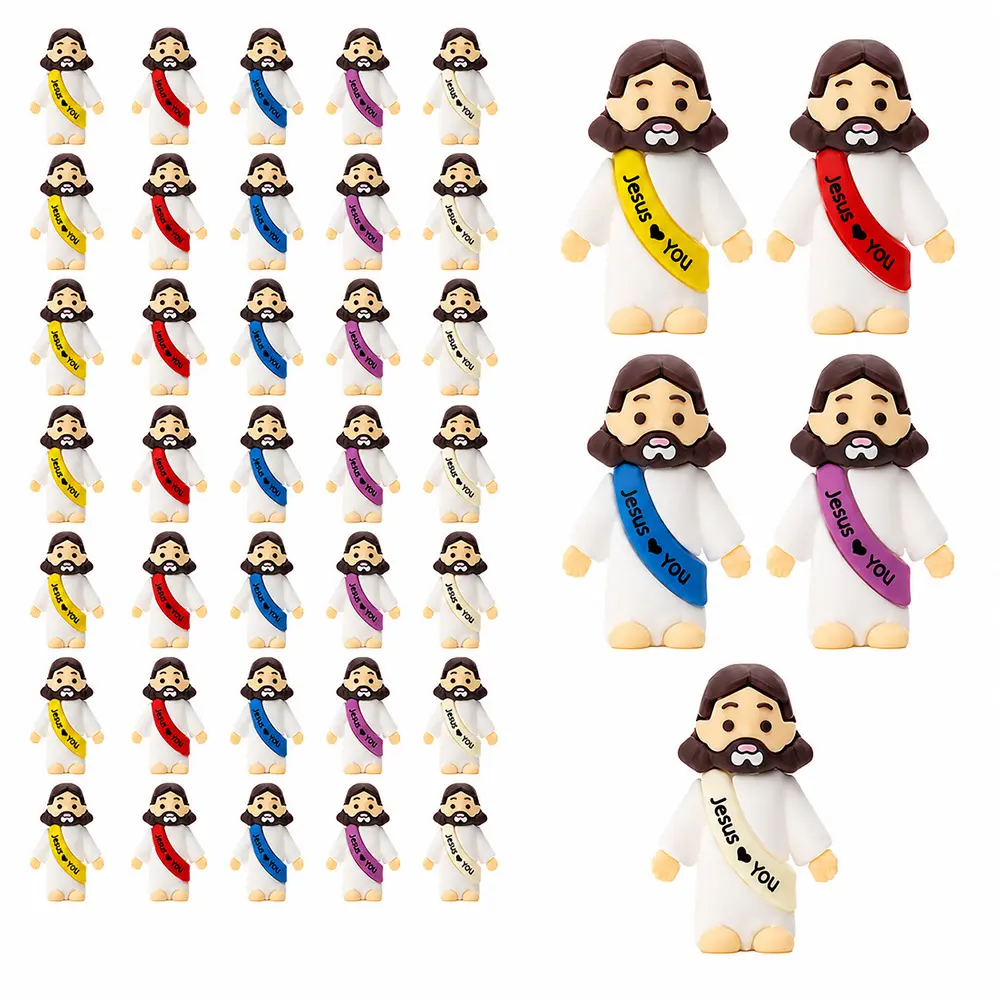 Bulk Mini Jesus Figurines 1.4 Inch Standing Little Dolls for Sunday School, Easter, Hide and Seek, Christian Party Favors (30/50/100/150/200 Pcs)