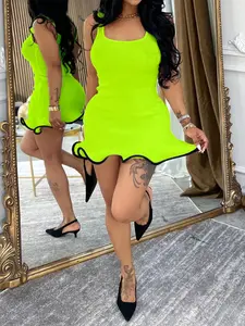 Women's Contrast Binding Tank Dress, Casual Sleeveless Dress for Summer, Ladies Clothes for Daily Wear