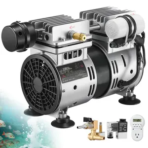 550W Pond Aerator System, 5.2 CFM Air Compressor For Deep Water Oxygen Circulation Up To 3 Acres, 50 Ft Hose, Includes 3/4 HP Compressor, Timer, And Valves, Black, No Diffuser, Suitable For Ponds And Lakes