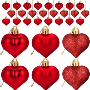 24 Heart-Shaped Decorations, Valentine's Day Hanging Ornaments, 3 Styles, Wedding Anniversary Birthday Party Decoration, Room Decoration Ornaments