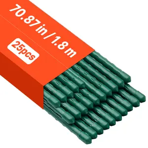 VEVOR Garden Stakes, 25 Pack, 70.87 inch, Plastic Coated Metal Tomato Stakes, Garden Sticks for Plants Support, with Pointed End and Non-Slip Bumps for Growing Climbing Plants, Outdoor Vegetables