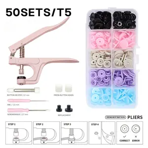 Plastic Snap Buttons Set 50 Sets with Snaps Pliers for Sewing Crafting Pink Lightweight Versatile Use Ideal for Sewing and Crafting Projects