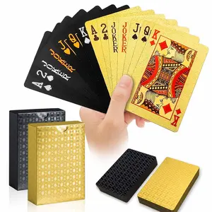 Elegant Waterproof Playing Cards 2 Pack Gold & Black Diamond Texture Luxury Deck for Pool Beach Party Ideal for Blackjack Tarot Canasta Card Games