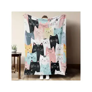 1pc Custom Cat Name Flannel Blanket - Personalized Cat Lover Gift With Your Own Cat'S Photo/Name, Soft Plush All-Season Bedspread For Women, Moms, Sisters, Wife, Throw For Sofa-30*40in