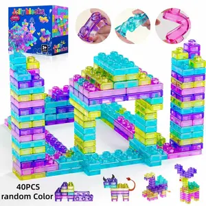 40pcs Colorful Candy Soft Gel Creative Building Blocks Stress Relief Toy, Unisex Age 6+, Kids Toy, Holiday Gift, Fun Educational Playset