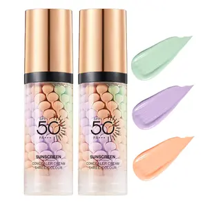 2 PCS Primer for Face Before Makeup,3 in 1 Sunscreen Isolation Cream, SPF 50, One Step Color Corrector Tinted Moisturizer, Blurs Imperfections Oil Control & Moisturizing Skin Tone Correcting