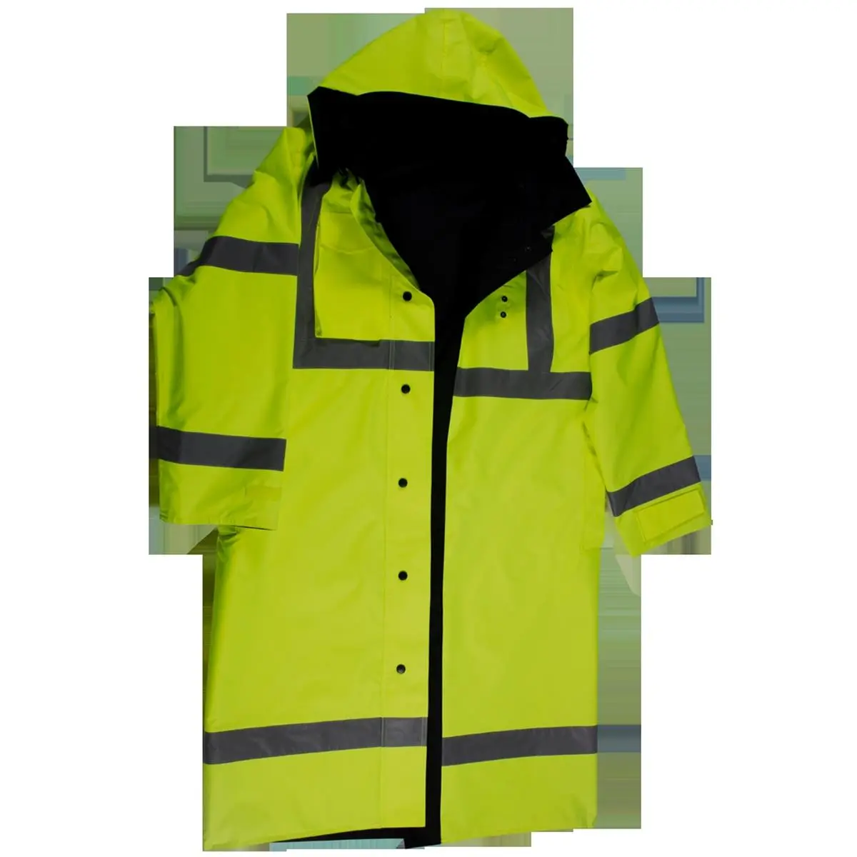 212 MAIN Petra ANSI Class 3 High-Vis Reflective Raincoat - 48 in. Large Reversible, Oversized Waterproof, Full-Body Hooded Outdoor Protection Raincoat with Adjustable Detachable Snap Hood, Side Slits, Cell Phone Pocket, Lime & Black (Home Supplies)