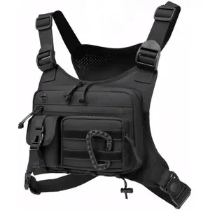 Tactical Chest Bag Men's Vest Edc Waterproof Anti-Theft Chest Pack Rig for Outdoor Cycling Bags Running Front Chest Pack Sport Sports Day with Adjustable Straps & Carabiners