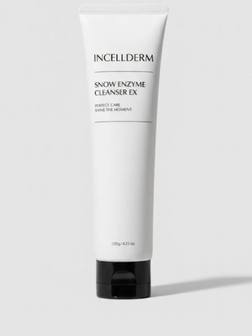 INCELLDERM Snow Enzyme Cleanser 120g - Gentle Foaming Facial Cleanser with Natural Base, Moisturizing, Exfoliating for Oily Skin Daily Use