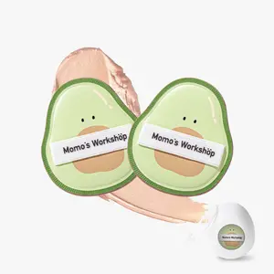 Momo’s Workshop Bento Buddies Paopaomi Dewy Puff-Avo Lush、 Hydropolyurethane Foundation Sponge for Buildable Coverage、 Dry&Wet Use with PU Leather Handle、Beauty Tool、2pcsPuffs & Storage Case、 Cosmetics