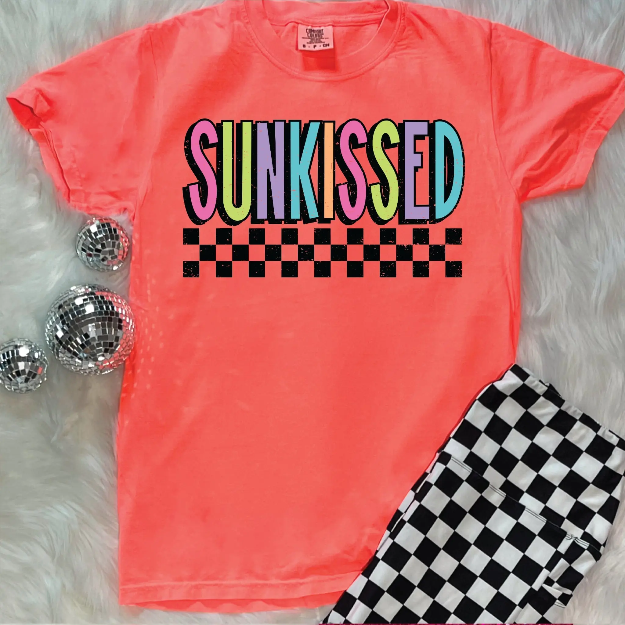 Sunkissed Unisex Neon Red Comfort Color Graphic Tee