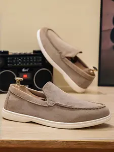 Men's Business Casual Loafers Wide Fit, Soft Sole Comfortable Slip-On, Simple One-Step Design, Fashion Versatile Commuter Shoes