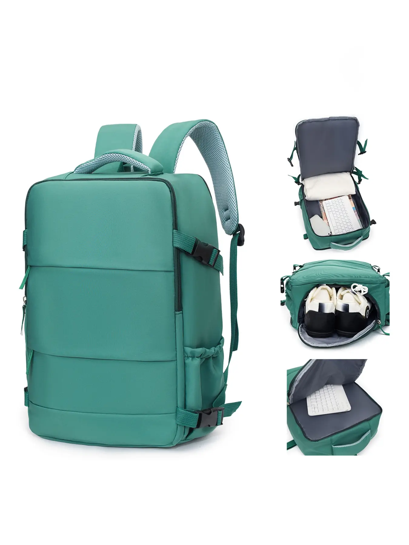 Simple commuting backpack, Casual Travel Backpack, Traveler Essentials Backpack, solid color multi compartment bag, large capacity computer bag, with side pockets, Commuter Backpack, Travel Laptop Backpack, suitable for traveling and working