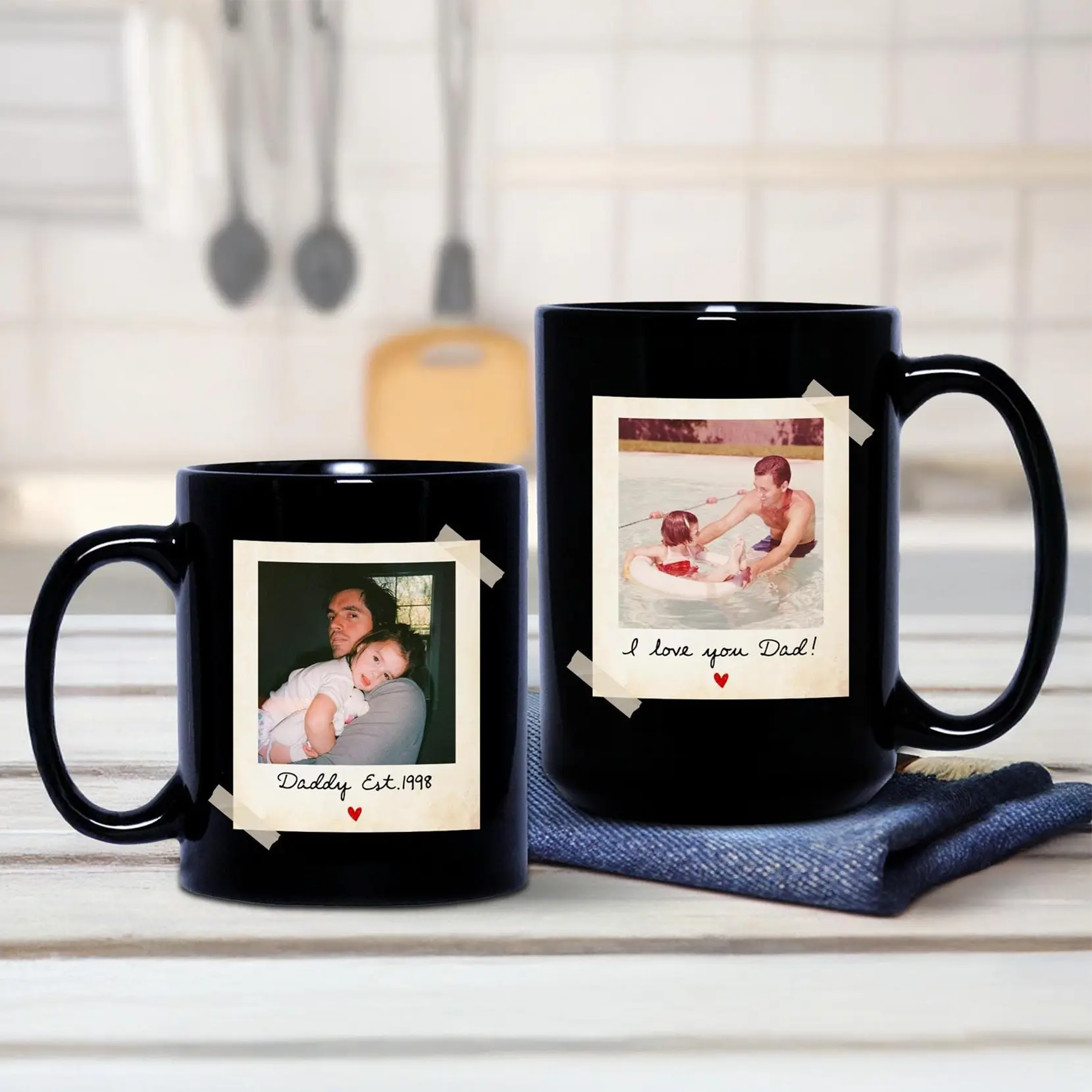 [Father's Day Gift] Custom Dad Photo Coffee Mug, Personalized Picture Cup for Dad, Fathers Day Gift, Grandpa Birthday Gift, Dad Est Mug
