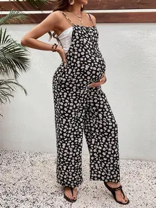 DANLIEN Boho Mama Floral Print Maternity Jumpsuit