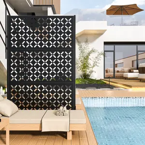 Modern Metal Fence Screen for Outdoor Privacy | 72" Tall x 46" Wide Decorative Garden Panel, Laser-Cut Steel Screen for Backyard, Patio & Balcony, Weatherproof door shelf Freestanding Mirrored Wardrobe with Drawers kitchen pantry frame Portable Fabric