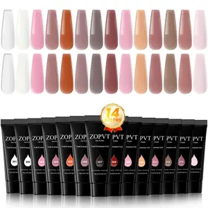 14 Color Nail Extension UV Light Gel Set, Transparent Series Polygel Nails, Daily Manicure Art DIY Salon Quality Nails Gift for Women, Fake Nails Kit, Nail Art Kits, Nail Kit Set