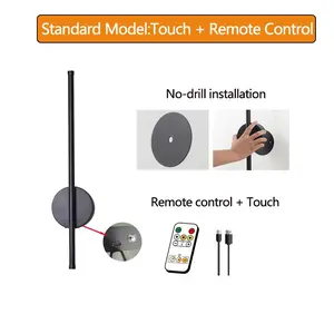 LED Wall-Mounted Charging Lamp, 19.69-inch No-Drilling Design, Touch Switch, Stepless Dimming For Bedroom, Living Room, Study, Hallway, Includes Remote Control, Rechargeable Wall Sconces, Interior Decorative Lighting Fixture