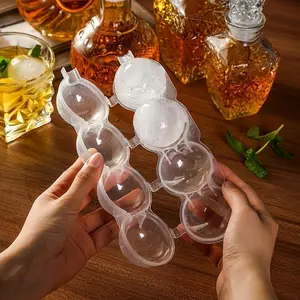 Ice Ball Mold, 1 Count 4 Grid Ice Ball Making Mould, Reusable Ice Cube Tray For DIY Drink
