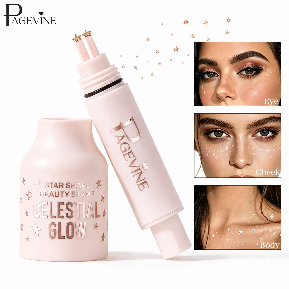Star Beauty Stamp Pen, Waterproof Face & Body Makeup Stamp for Eyes, Cheeks & Faux Freckles, Quick Dry Long Lasting Cosmetic Tool for Creative Makeup