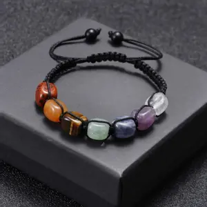2025 Seven Chakra Natural Stone Bracelet For Men And Women, Healing Jewelry, Adjustable Cord