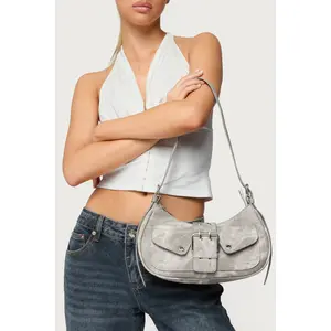 Washed Faux Leather Buckle Bag