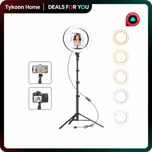 [Deals for You] 10" Ring Light with 63" Stand & 2 Phone Holders, USB-Powered & Selfie Bluetooth Remote, 360° Adjustable for YouTube TikTok Makeup Photography Live Streaming Podcast, Compatible with All Phones/Cameras