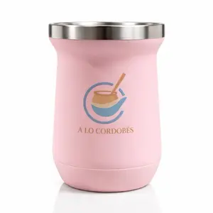 A Lo Cordobes Insulated Stainless Steel Mate Cup Set – Pink Yerba Mate Gourd with Bombillas & Cleaning Brushes