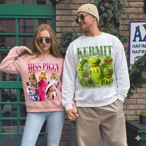 Retro Muppets Couple Valentine Shirt, Vintage Miss Piggy And Kermit Sweatshirt, Valentine Shirt, Muppet Couple Shirt, Gift For Lovers