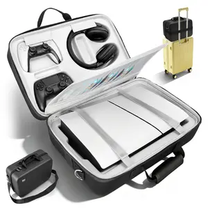 PS5 Travel Case Hard Shell Portable Storage Bag, Waterproof Shockproof Shock Absorbing EVA, Large Capacity Fits PS5 & PS5 Slim Console 2 Controllers Headset Games Cables, Lightweight Carrying Case for Travel, Essential Gear Perfect Gift for Gamers