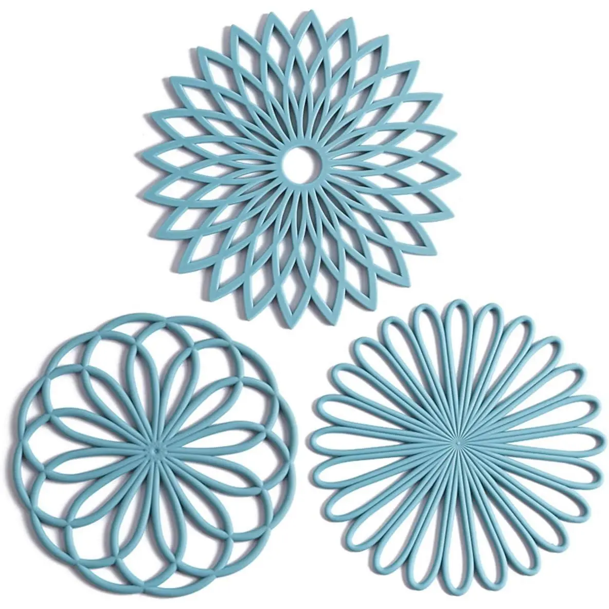 3Pcs/Set Modern Silicone Hot Pot Holders,7.87" Non-Slip Heat Proof Countertop Protector Mats for Hot Pots,Pans,Teapots,Dishes,Kitchen Countertops,Decorative Flower Coasters,Hand Tools Kits