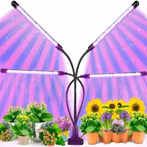 4 Heads/ 3 Heads LED Growing Plant Light Lamp for Indoor Plants Full Spectrum Plant Growing Lights, 3/9/12H Timer, 10 Brightness & Auto ON/Off