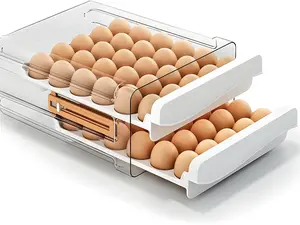 Egg Holder for Fridge 60 Count Large Capactity Egg Storage Container for Refrigerator, Clear Stackable Egg Organizer for Fridge, Coutertop Egg Trays Pull Out Drawer