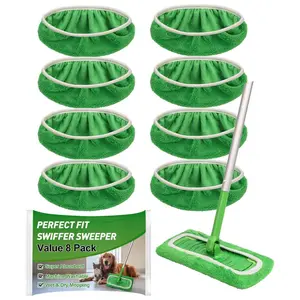 4/8Pcs Microfiber Mop Pads Compatible with Swiffer Sweeper Mop Wet and Dry Flat mop Cover Replacement Reusable Sweeping Mopping pad Refills for Hardwood