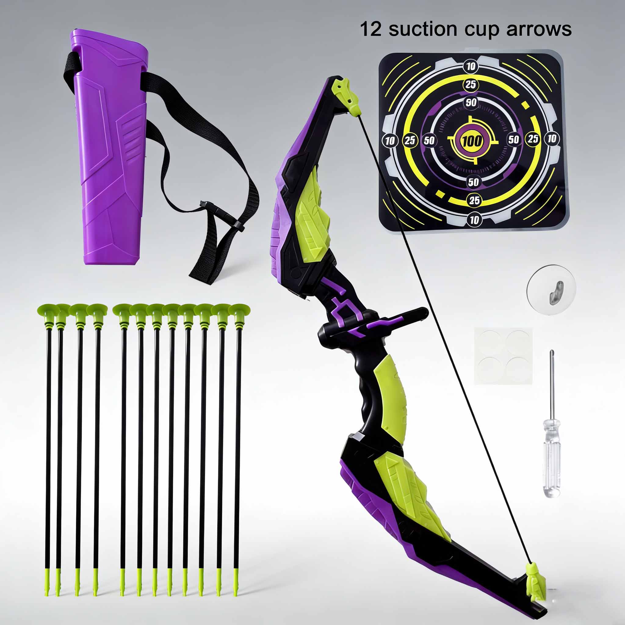 Children’s Safety Suction Cup Bow & Arrow Toy Indoor/Outdoor Shooting Sports Set with Targets and Arrows